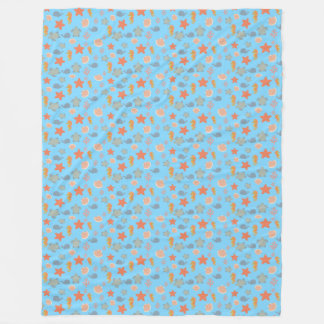 Cute Ocean Sea Life Pattern Fleece Blanket