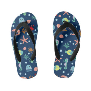 Cute Ocean Sea Life Pattern Kid's Thongs