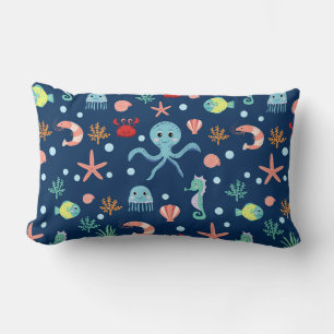 Cute Ocean Sea Life Pattern Lumbar Cushion