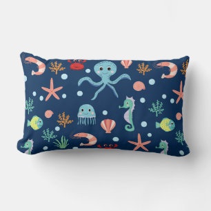 Cute Ocean Sea Life Pattern Lumbar Cushion