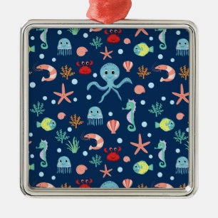 Cute Ocean Sea Life Pattern Metal Ornament