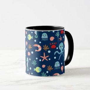Cute Ocean Sea Life Pattern Mug
