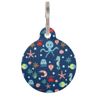 Cute Ocean Sea Life Pattern Pet Tag