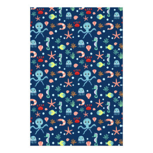 Cute Ocean Sea Life Pattern Photo Print