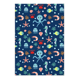 Cute Ocean Sea Life Pattern Photo Print