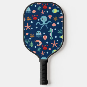 Cute Ocean Sea Life Pattern Pickleball Paddle