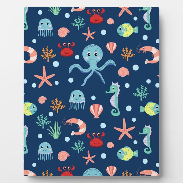 Cute Ocean Sea Life Pattern Plaque (Front)