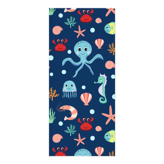 Cute Ocean Sea Life Pattern Rack Card (Front)