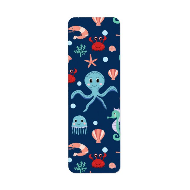 Cute Ocean Sea Life Pattern Return Address Label (Front)