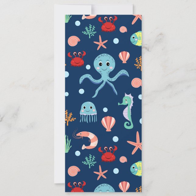 Cute Ocean Sea Life Pattern Save The Date (Front)