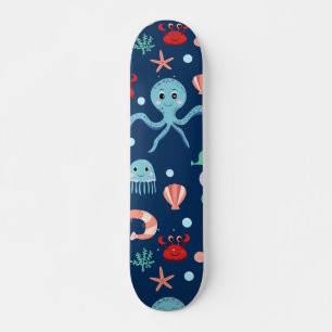 Cute Ocean Sea Life Pattern Skateboard