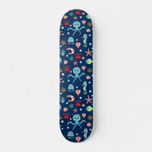 Cute Ocean Sea Life Pattern Skateboard