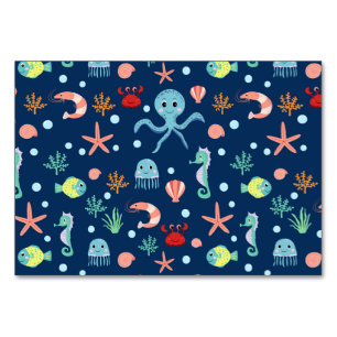 Cute Ocean Sea Life Pattern Table Number