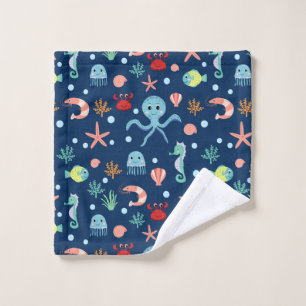 Cute Ocean Sea Life Pattern Wash Cloth