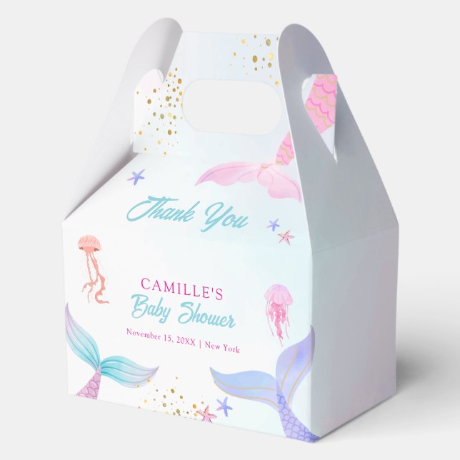 Cute Ocean Summer Mermaid Tail Baby Shower Favour Box (Front)