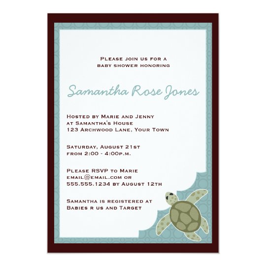 Cute Ocean Theme Baby Shower - Blue and Brown Card