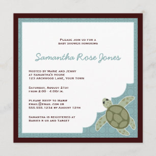 Cute Ocean Theme Baby Shower - Blue and Brown Invitation