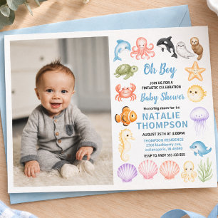 Cute Ocean Under the Sea Animal Baby Shower Invitation