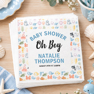 Cute Ocean Under the Sea Animal Baby Shower Napkin