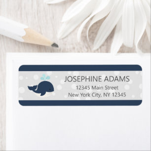 Cute Ocean Whale Navy Blue Return Address Label