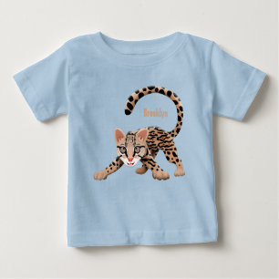 Cute ocelot cartoon illustration  baby T-Shirt