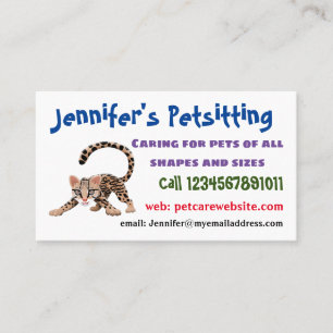 Cute ocelot cartoon illustration business card