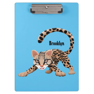 Cute ocelot cartoon illustration clipboard