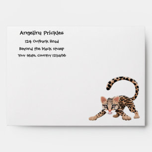 Cute ocelot cartoon illustration envelope