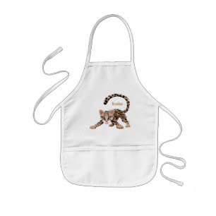 Cute ocelot cartoon illustration kids apron