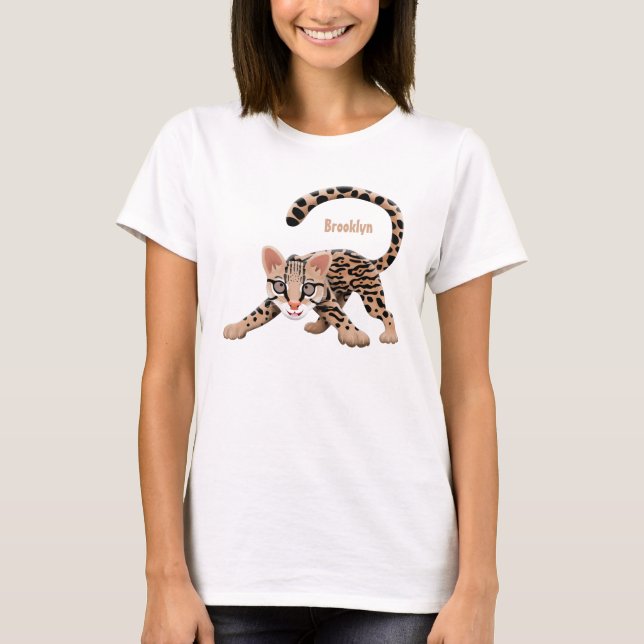 Cute ocelot cartoon illustration T-Shirt (Front)
