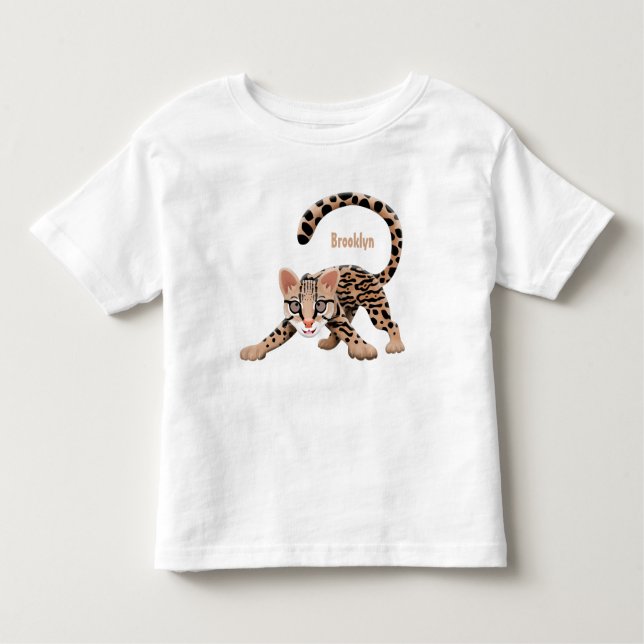 Cute ocelot cartoon illustration toddler T-Shirt (Front)