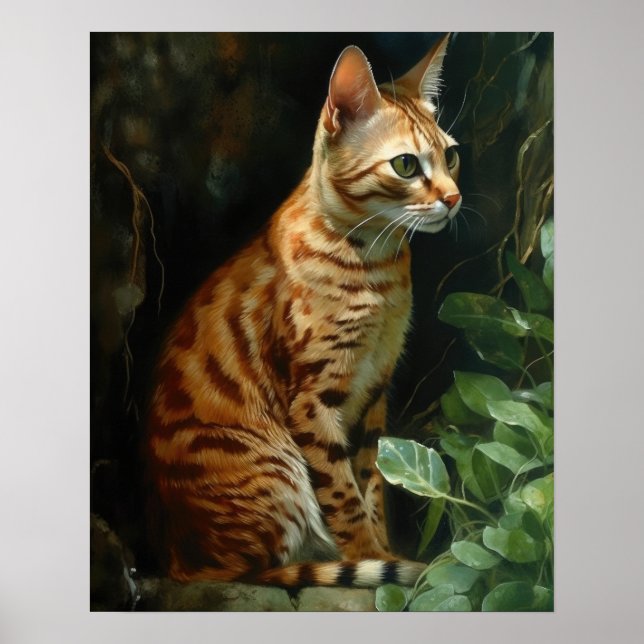 Cute Ocicat Cat Art Print Poster (Front)