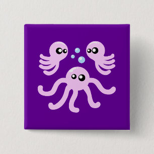 Cute Octopus 15 Cm Square Badge