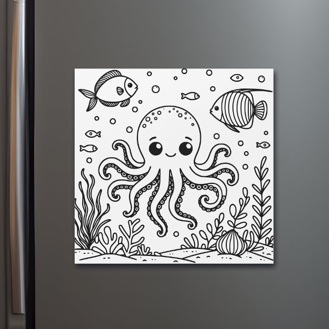 Cute Octopus and Fish | Kid's Colouring Page (Creator Uploaded)