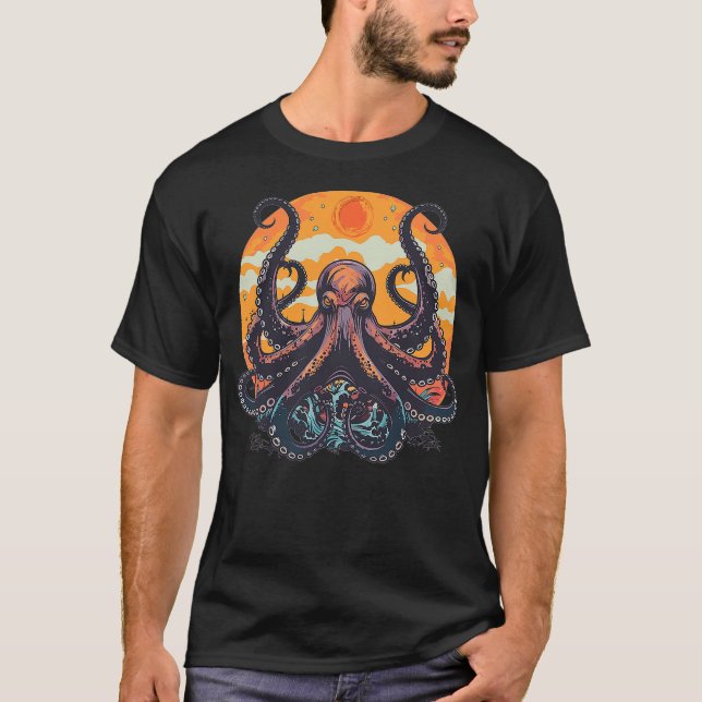 Cute Octopus Art I Kids Octopus T-Shirt (Front)