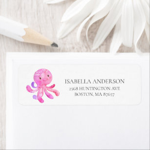 Cute Octopus Baby Shower Address Label Return Address Label