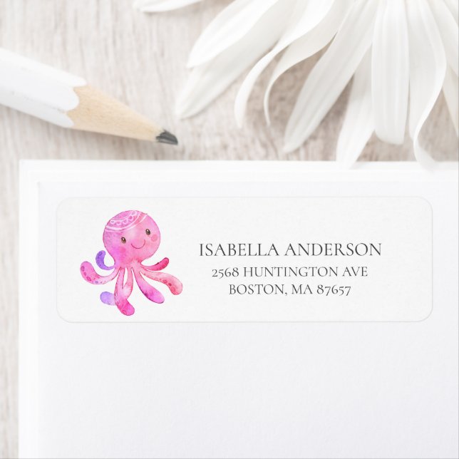 Cute Octopus Baby Shower Address Label Return Address Label (Insitu)