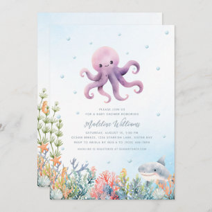 Cute Octopus Baby Shower Invitation