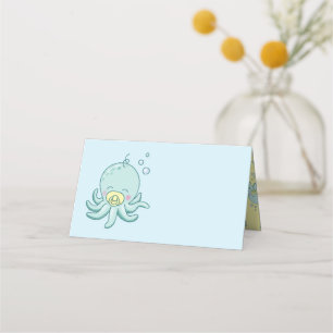 Cute Octopus Baby Shower Kawaii Place Card