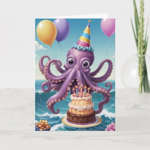 Cute Octopus Birthday Wishes - Octo-brate! Card