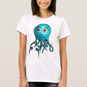 Cute Octopus Blue Cartoon Sea Animal T-Shirt