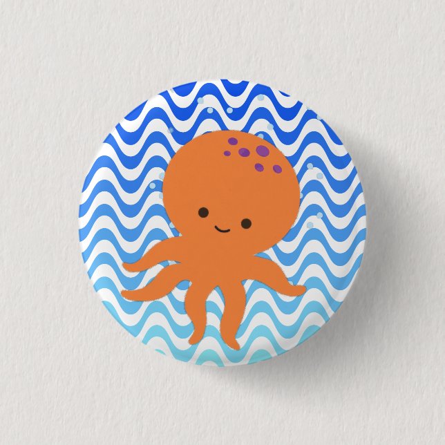 Cute Octopus Cartoon 3 Cm Round Badge (Front)