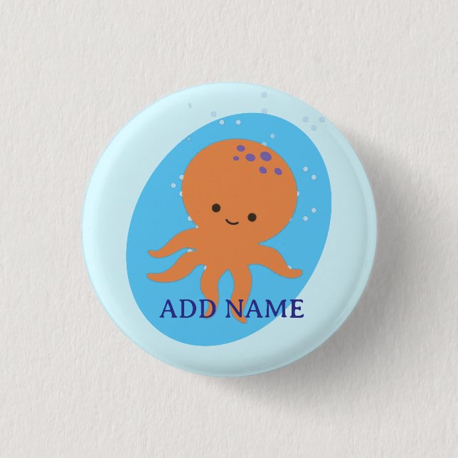 Cute Octopus Cartoon 3 Cm Round Badge (Front)