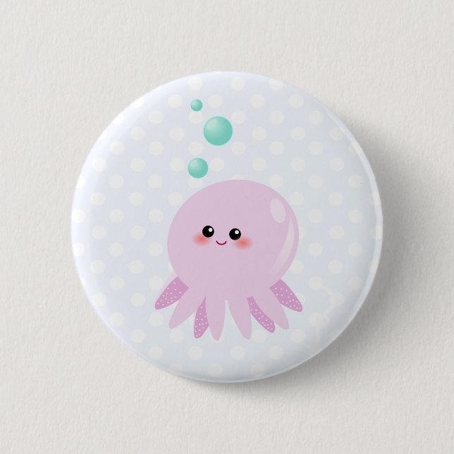 Cute octopus cartoon 6 cm round badge (Front)