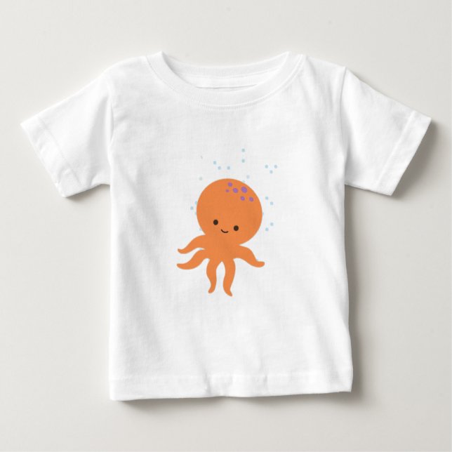 Cute Octopus Cartoon Baby T-Shirt (Front)