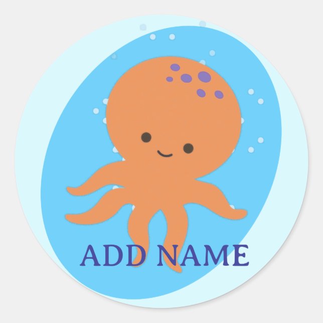 Cute Octopus Cartoon Classic Round Sticker (Front)