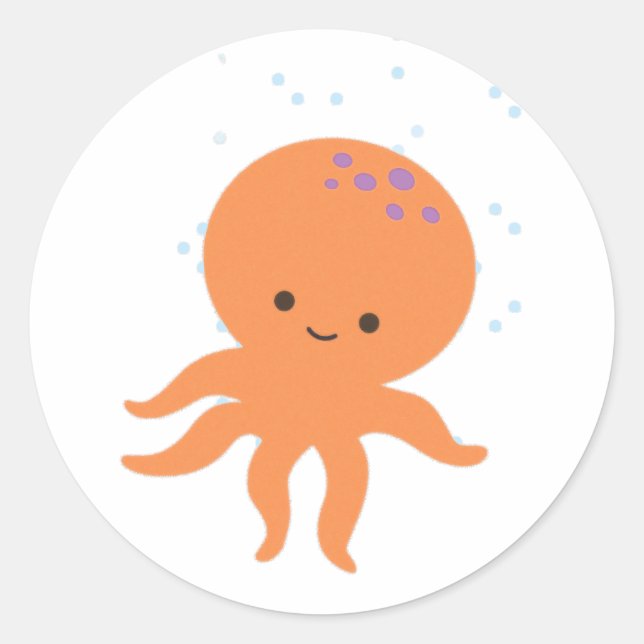 Cute Octopus Cartoon Classic Round Sticker (Front)