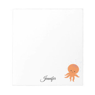 Cute Octopus Cartoon Custom Name Notepad
