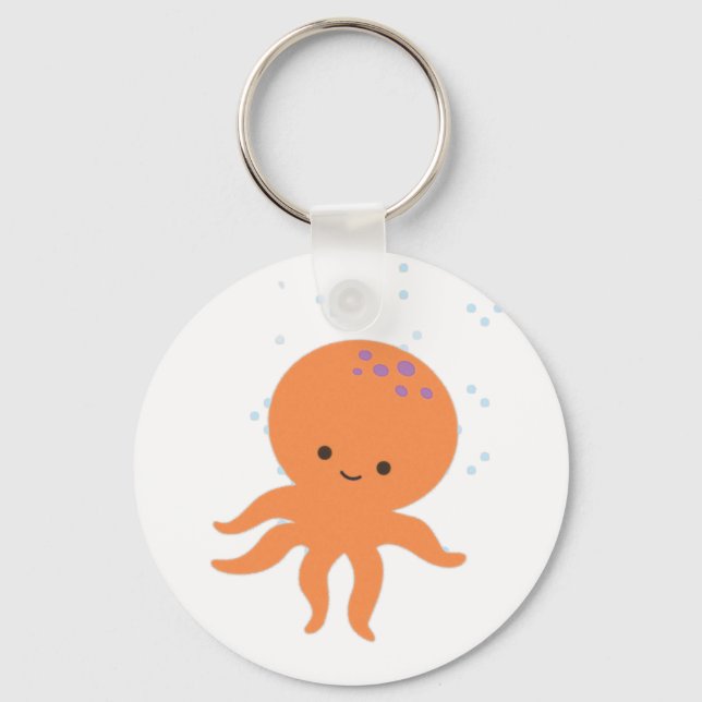 Cute Octopus Cartoon Key Ring (Front)