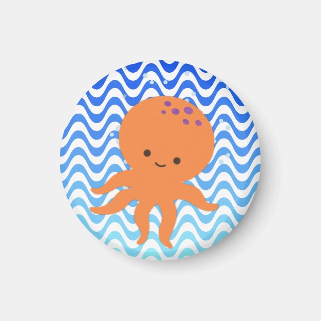 Cute Octopus Cartoon Magnet (Front)